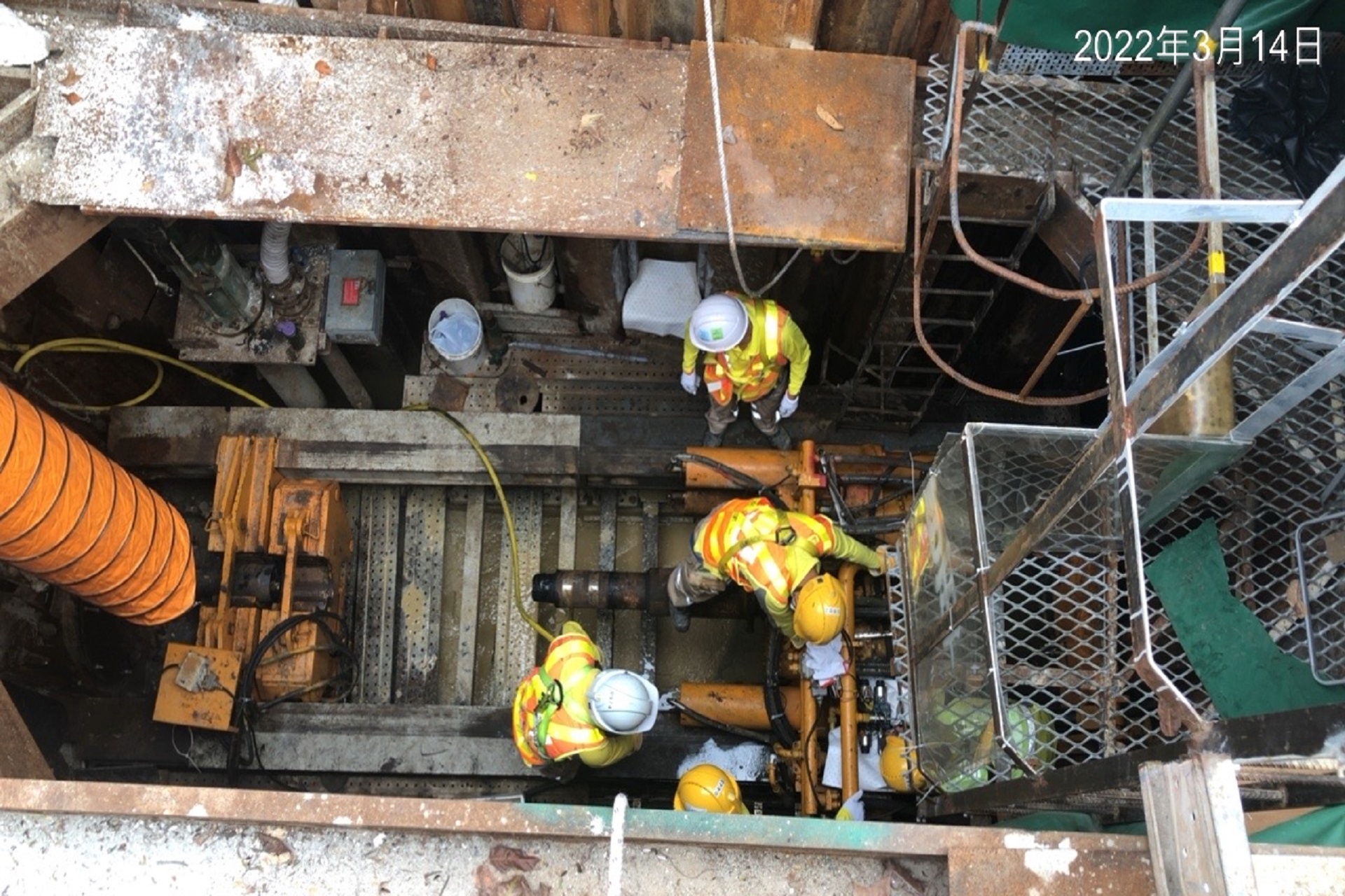 Drilling and Sewage Pipes Laying inside the Pit