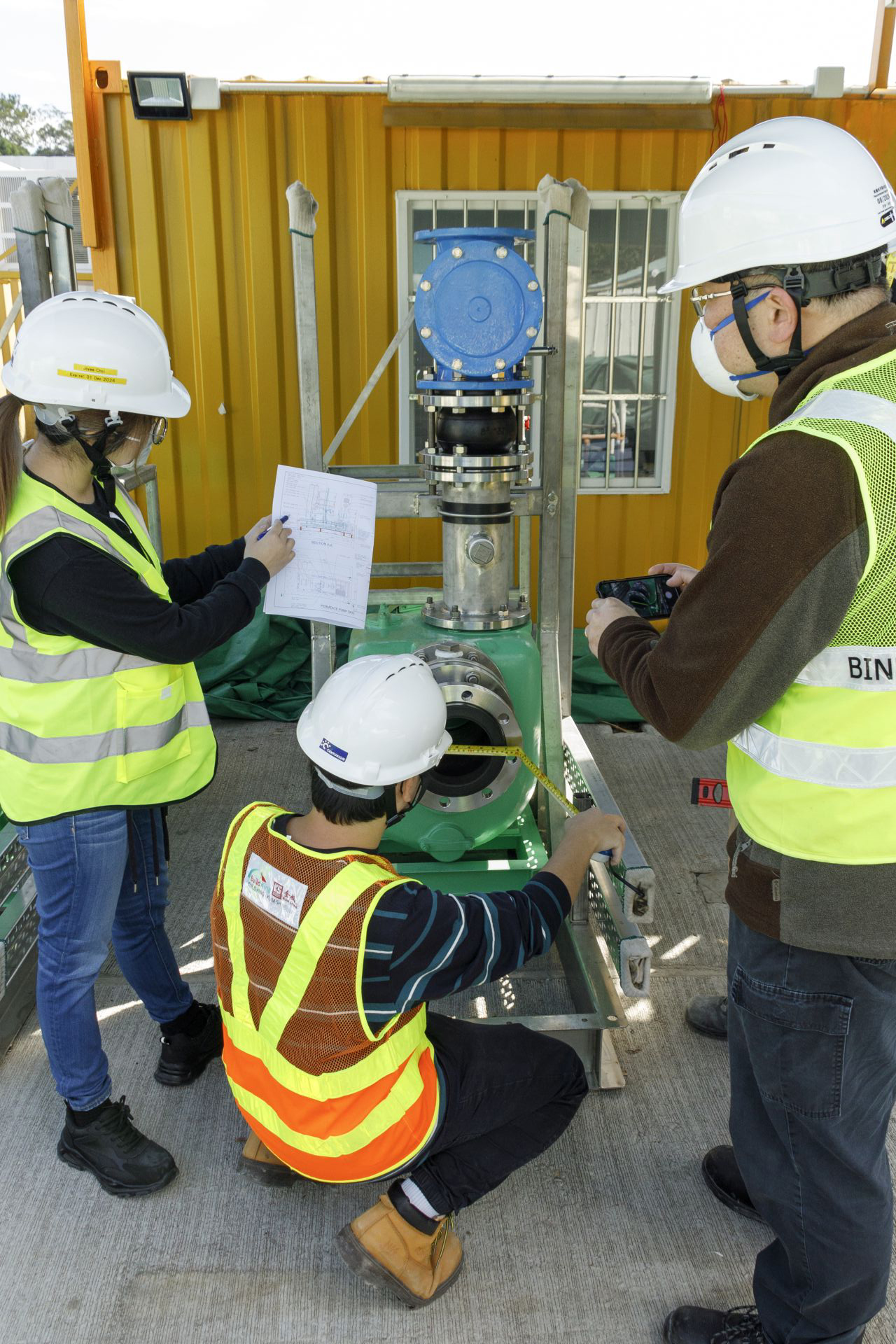 DfMA(MEP) Fabrication Yard - Inspection of Pump Skid Installation